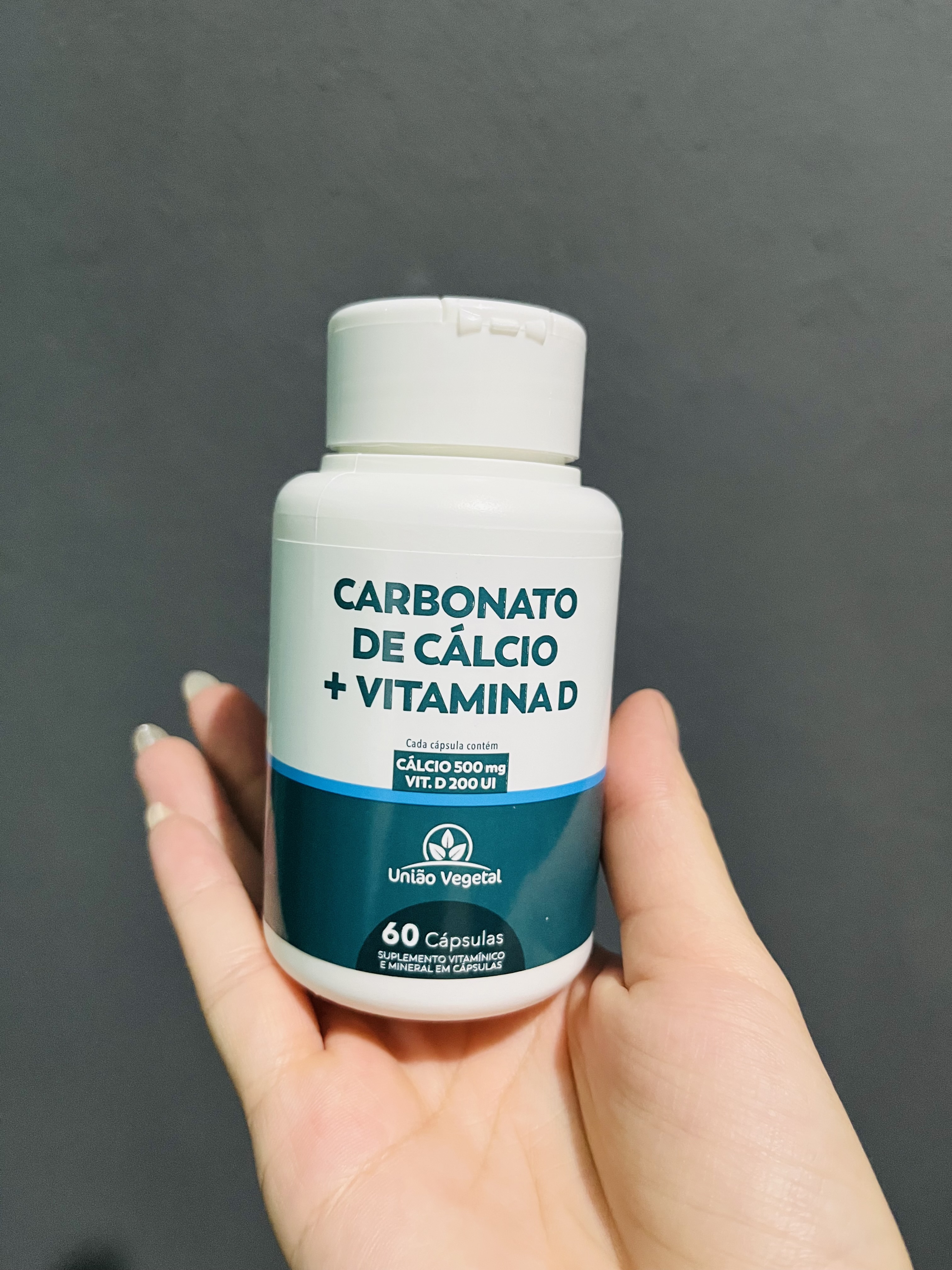 Carbonato de Cálcio + Vit D, 60 caps